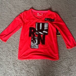 NEW WITH TAG Girls Xersion 3/4 Sleeve Neon Pink/Orange Run Shirt Size XL (16)